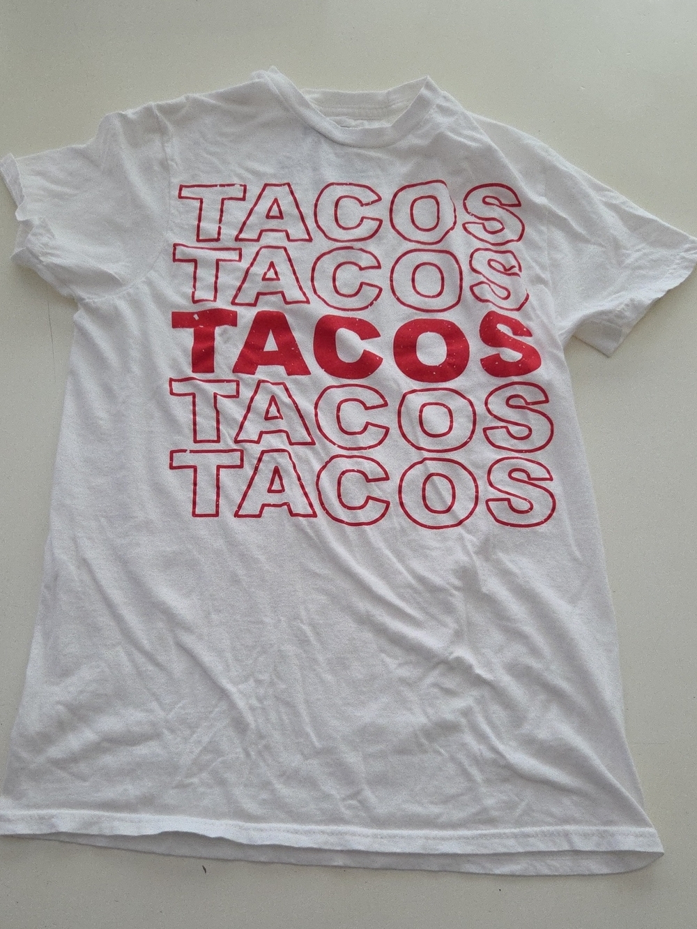 Mad Engine Retro Tacos Graphic Tee White Red Small